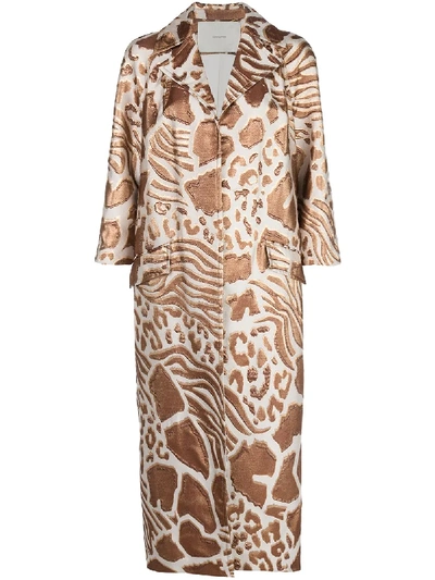 Adam Lippes Animal Pattern Jacquard Coat In Savannah