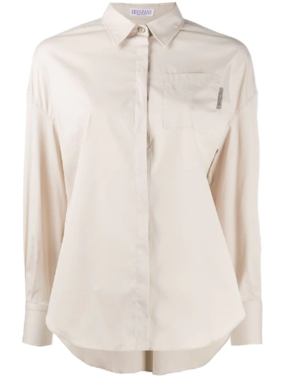 Brunello Cucinelli Chest Pocket Shirt In Neutrals