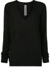 RICK OWENS FINE KNIT DEEP V-NECK TOP