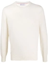 Brunello Cucinelli Crew-neck Ribbed-knit Jumper In Neutrals