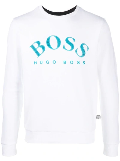 Hugo Boss Logo-embossed Sweatshirt In White