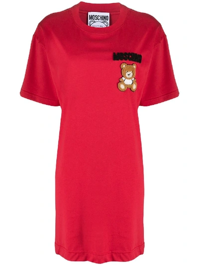 Moschino Logo T-shirt Dress In Red