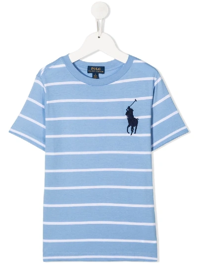 Ralph Lauren Kids' Little Boy's & Boy's Logo Striped T-shirt In Austin Blue Multi