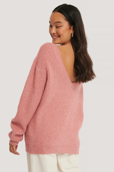 Na-kd Oversized Deep Back Sweater - Pink In Dusty Dark Pink