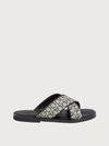 Ferragamo Men's Sion 3 Gancio-print Slides In Beige