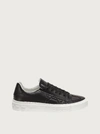 Ferragamo Men's Borg Leather Low-top Sneakers, Black In Black