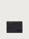 Ferragamo Gancini Leather Card Holder In Black In Black