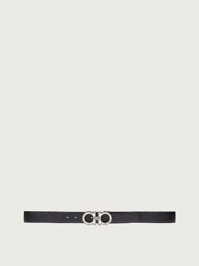 Ferragamo Reversible And Adjustable Gancini Belt In Black