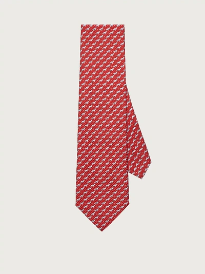Ferragamo Wolf And The Moon Print Silk Tie In Red