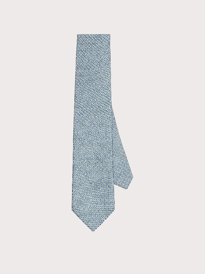 Ferragamo Gancini Print Silk Tie In Blue