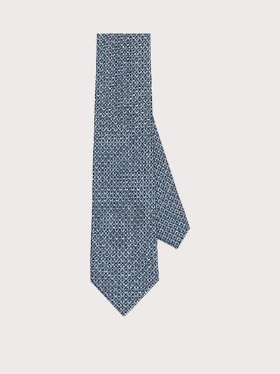 Ferragamo Mini Linked Gancini Silk Classic Tie In Blue