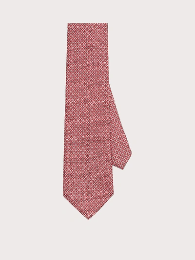 Ferragamo Leonard Gancini Printed Silk Tie In Red