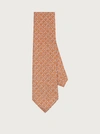 Ferragamo Silk Tie With Micro Elephants In Orange
