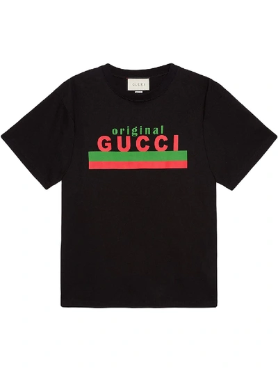 Gucci Printed Cotton T-shirt In Black