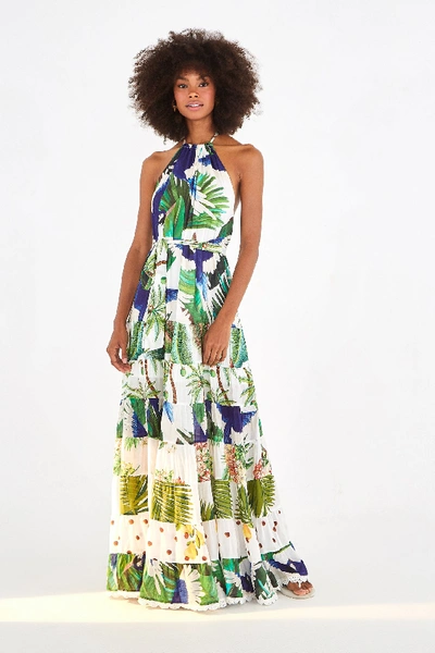 knee length dresses for ladies Off-White Blue Yard Sleeveless Maxi Dress – FARM Rio main image 1