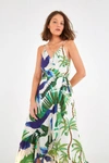 FARM RIO MIXED PALM WRAP DRESS