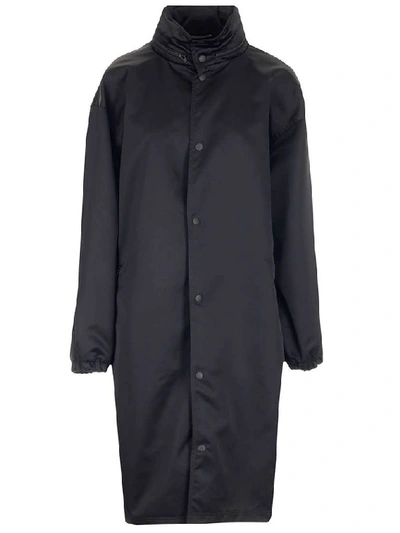 Balenciaga Back Logo Raincoat In Black