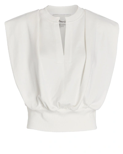 3.1 Phillip Lim Padded Shoulder French Terry Top In White