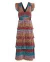 SAYLOR Marika Striped Plissé Midi Dress,060054154258