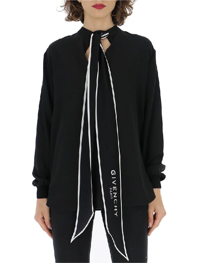 Givenchy 围巾领真丝无袖上衣 In Black,white