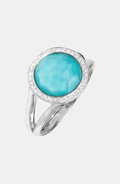 Ippolita Sterling Silver Stella Mini Lollipop Ring In Turquoise Doublet With Diamonds