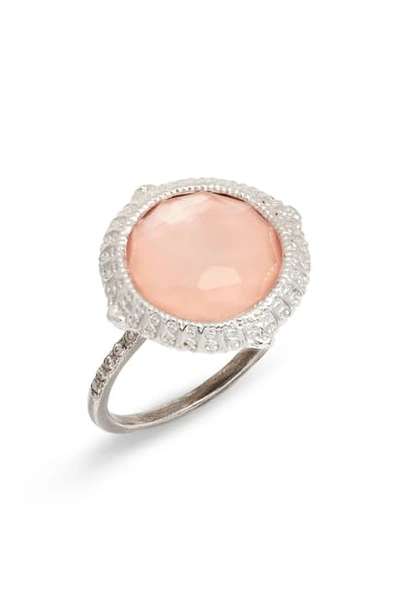 Armenta New World Peach Doublet Ring In Peach And Silver