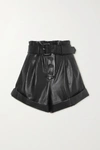 SELF-PORTRAIT BELTED FAUX LEATHER SHORTS