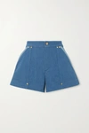 CHLOÉ EMBELLISHED TWO-TONE DENIM SHORTS