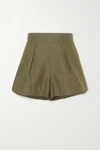 CHLOÉ PLEATED LINEN AND COTTON-BLEND SHORTS