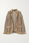 ETRO FRINGED STRIPED KNITTED CARDIGAN