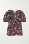 ULLA JOHNSON EVIE FLORAL-PRINT COTTON-BLEND VOILE BLOUSE