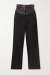 CHRISTOPHER ESBER MAVERICK TWILL AND LEATHER STRAIGHT-LEG PANTS