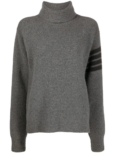 Thom Browne Tonal 4-bar Roll Neck Jumper In Grey