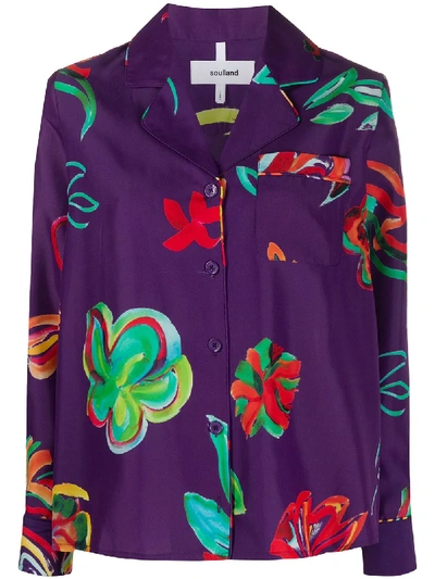 Soulland Wendy Floral-print Shirt In Purple