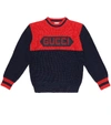 Gucci Kids' Jumper With Patch In Blue,red