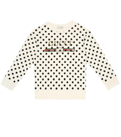 Gucci Kids' Polka-dot Cotton Sweatshirt In White/black