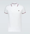 Moncler Classic White Cotton Polo With Signature Tri-color Trim In White