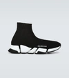 Balenciaga Speed 2.0 Logo-print Stretch-knit Slip-on Sneakers In Black