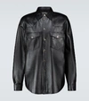 GUCCI LEATHER OVERSHIRT WITH LOGO,P00491339