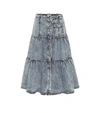 ULLA JOHNSON GRAHAM TIERED DENIM MIDI SKIRT,P00478755