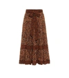 Ulla Johnson Sierra Tiered Belted Leopard-print Cotton-voile Midi Skirt In Brown