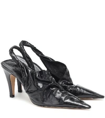 Bottega Veneta Point 90 Leather Slingback Pumps In Black