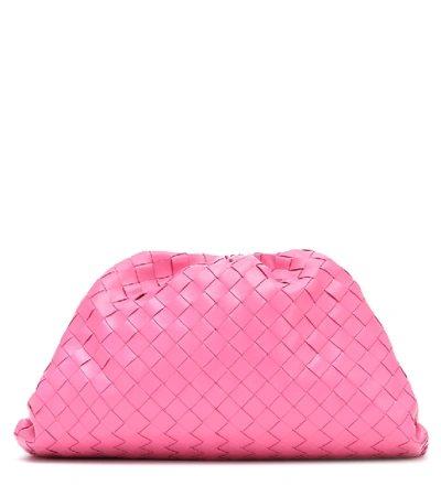 Bottega Veneta The Pouch Medium Intrecciato Leather Clutch In Pink