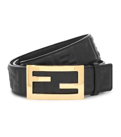 Fendi Embossed Logo Monogram Buckle Belt In Black