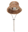 MONCLER FAUX-SHEARLING BUCKET HAT,P00485005