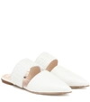 FENDI FF EMBOSSED LEATHER SLIPPERS,P00485402