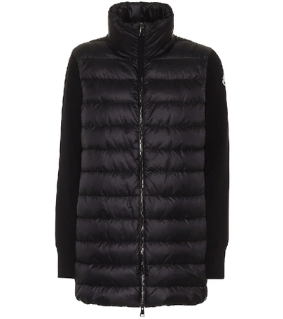 Moncler Knitted Wool And Nylon-blend Down Jacket In Black