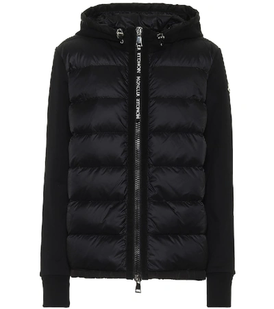 Moncler Quilted Shell And Cotton-blend Jersey Down Jacket In Black