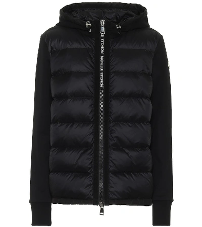 Moncler 绗缝软壳面料棉质混纺平纹布羽绒夹克 In Black