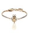 GUCCI BEE CRYSTAL BRACELET WITH FAUX PEARL,P00487162